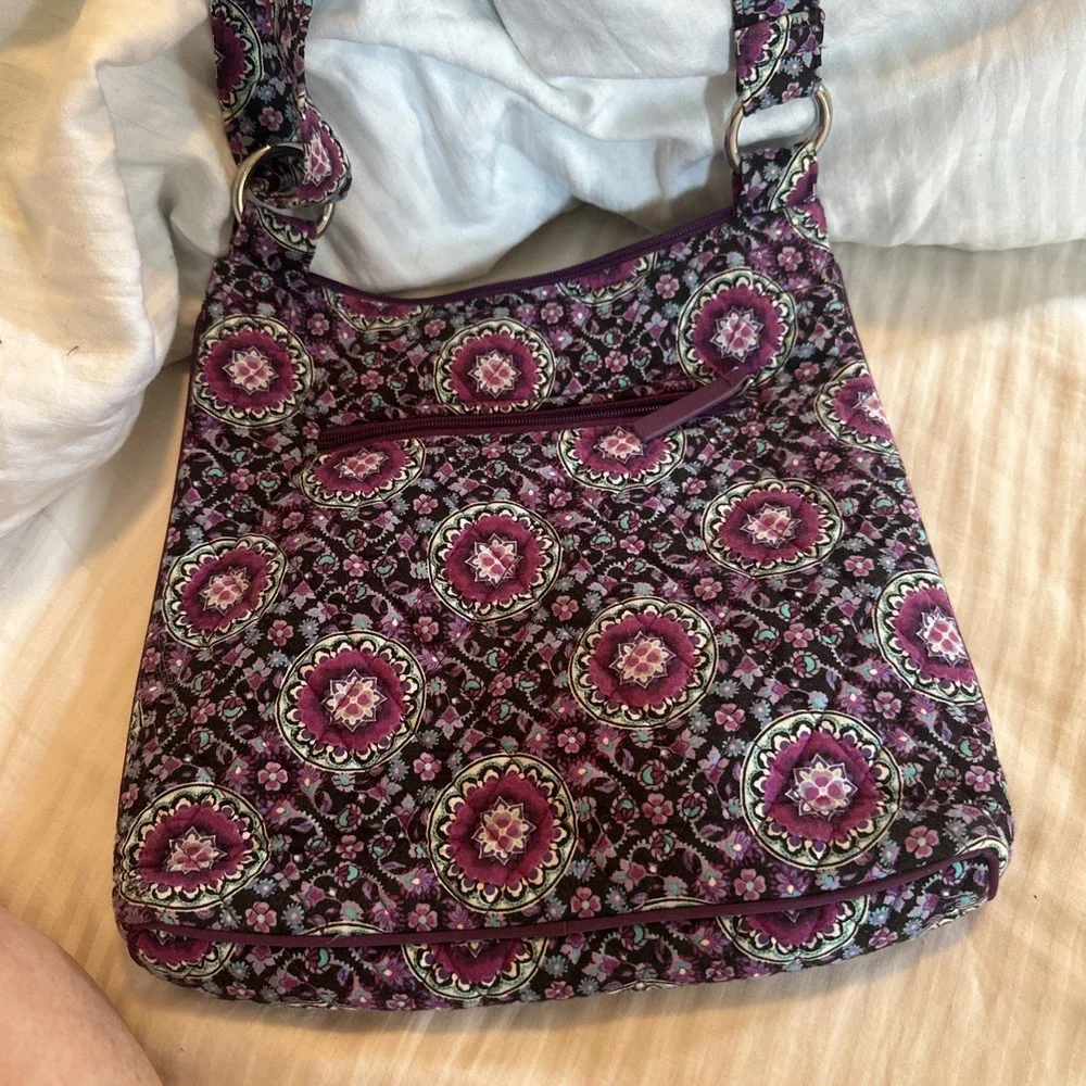 Vera Bradley Villager Tote Shoulder Purse Crossbody Lilac Medallion EUC
